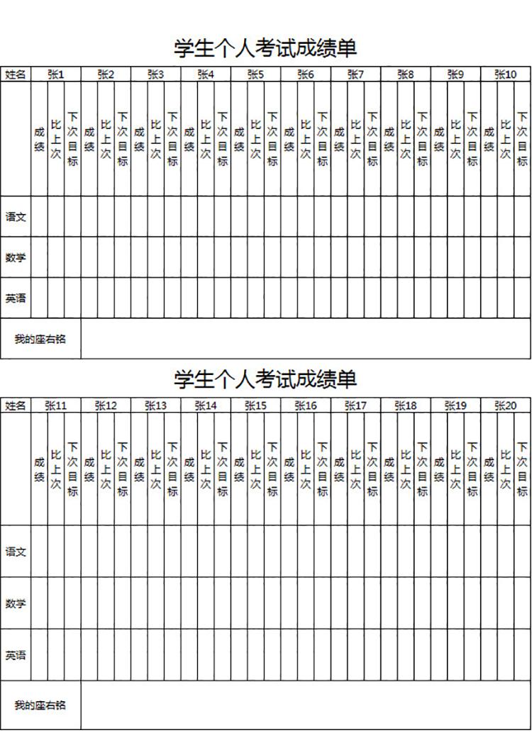 学生个人考试成绩单-1