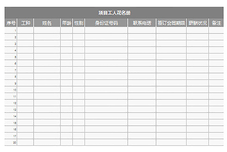 项目工人花名册-1