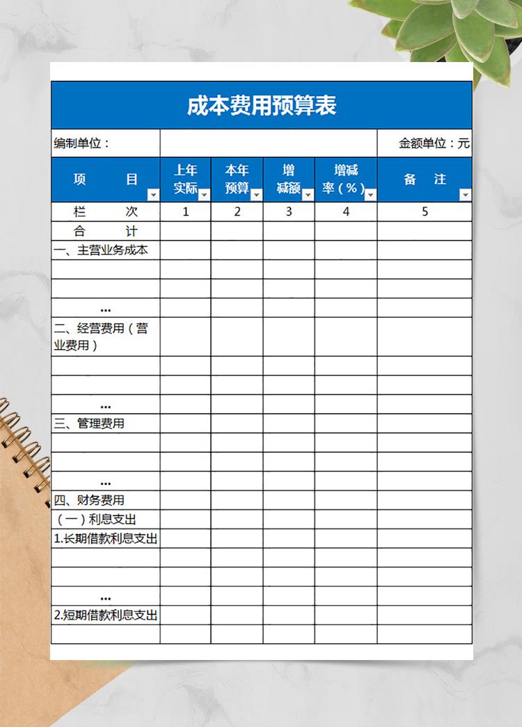 成本费用预算表