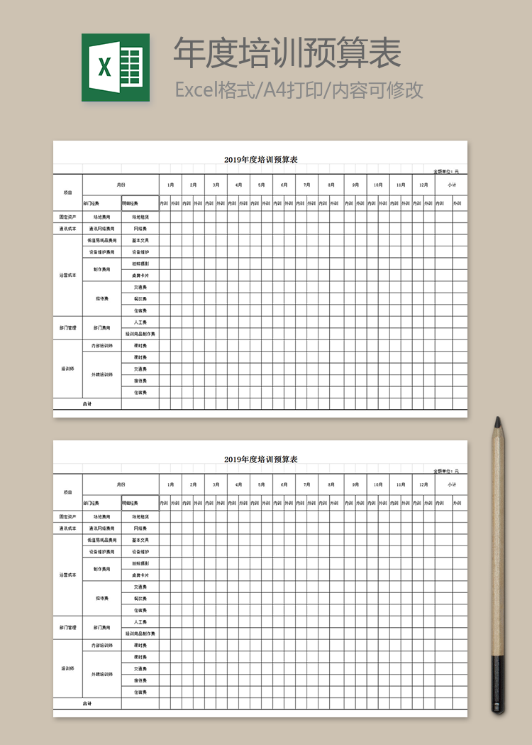 年度培训预算表