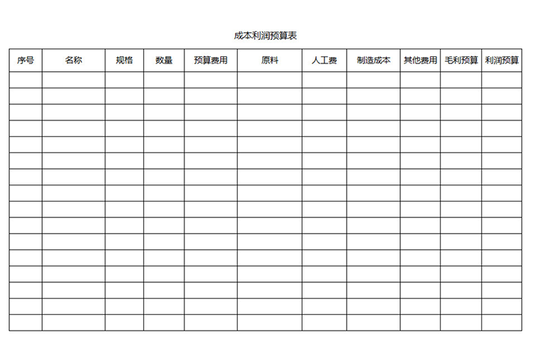 成本利润预算表-1