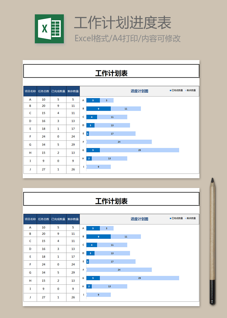 甘特图工作计划进度表