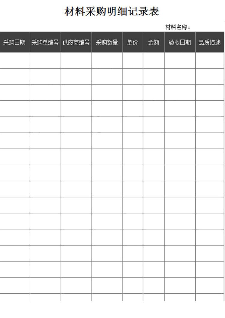 材料采购明细记录-1