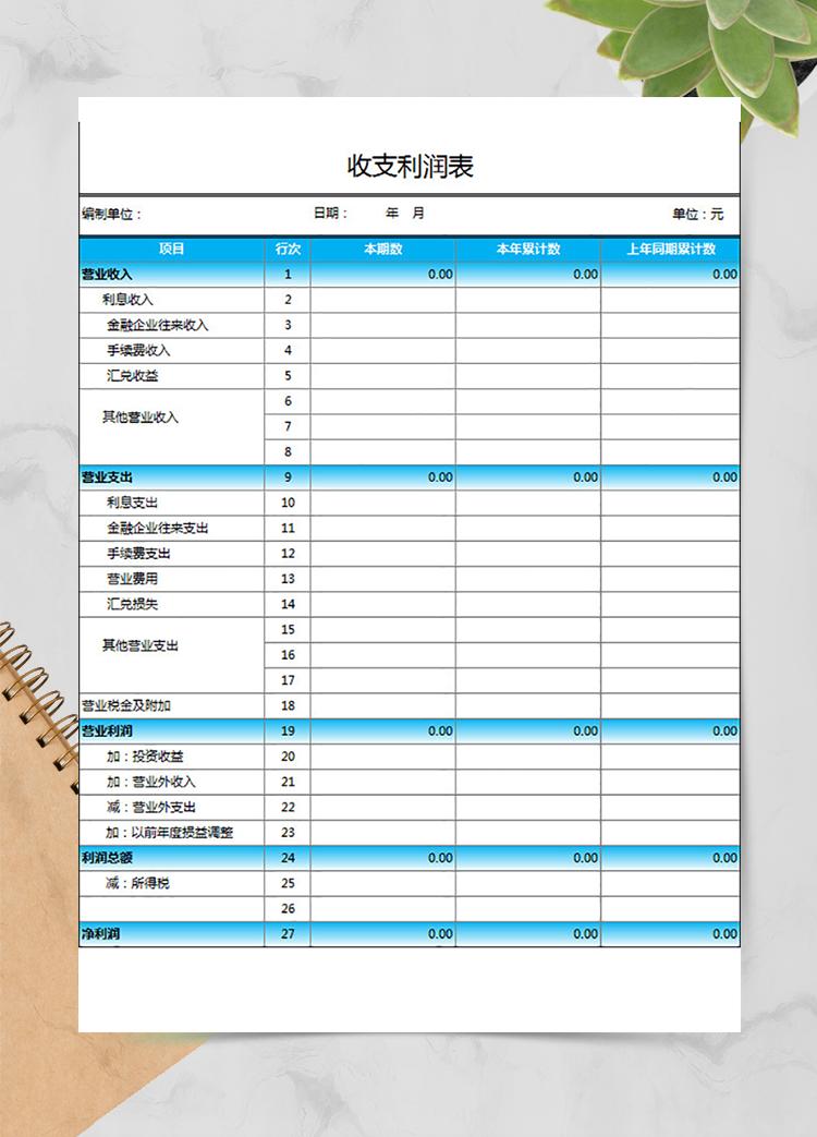 一般收支利润表通用版