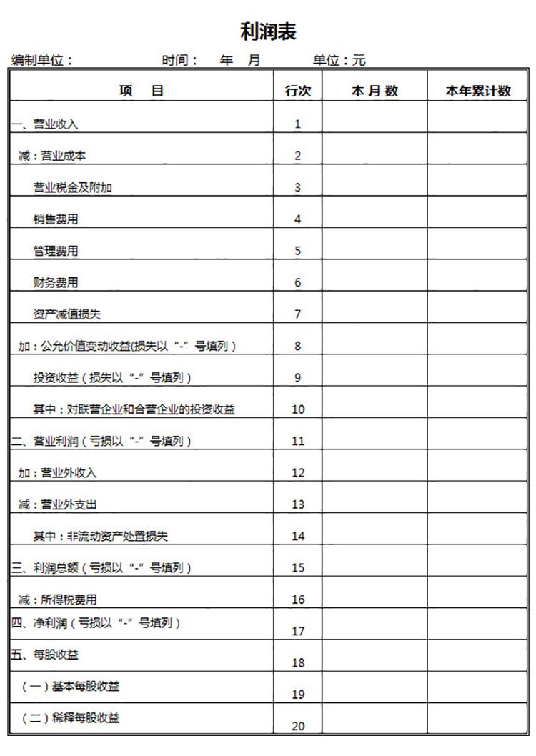 简单通用利润表-1