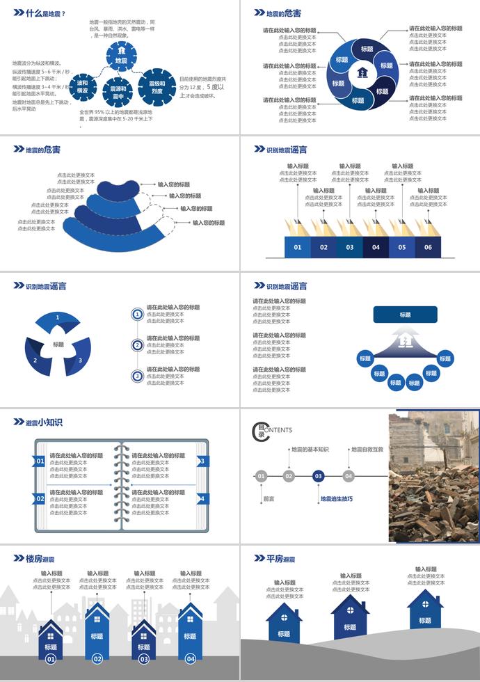 防震减灾安全教育宣传PPT模板-1
