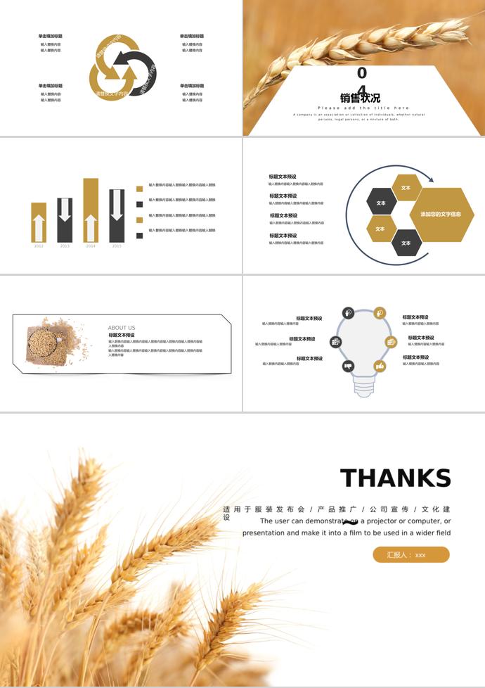创意稻谷风农作物新品发布PPT模板-2