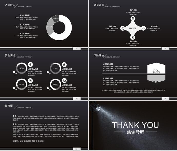 黑色磨砂创业融资计划书PPT模板-3