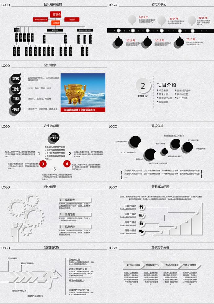 2019创意石灰色商业创业融资计划书-1