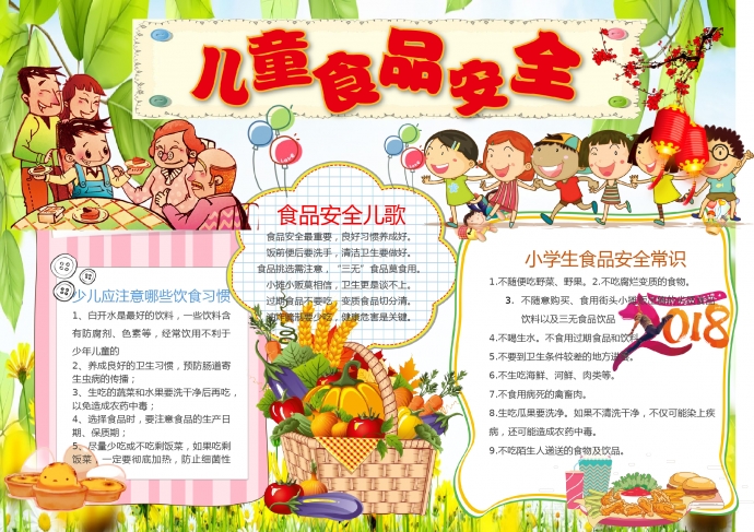 青少年儿童食品安全常识宣传小报