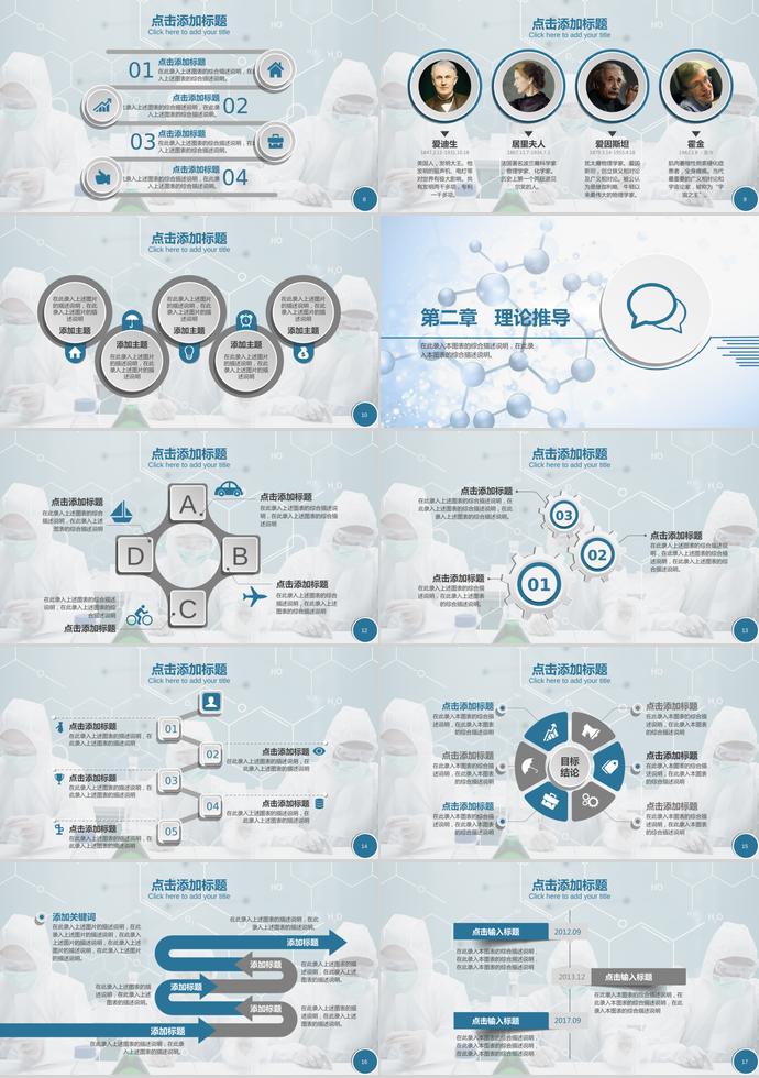 蓝色系简约风神秘化学毕业答辩PPT模板-1