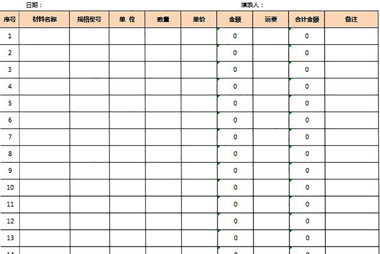 材料采购清单模板-1