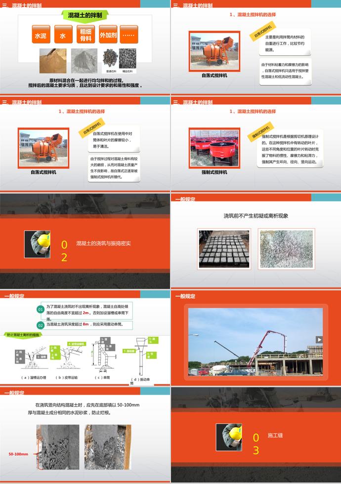 橙色系简约风混凝土工程毕业答辩PPT模板-1