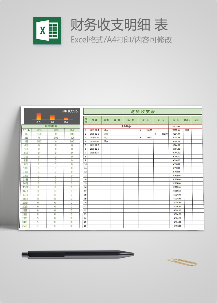 绿色财务收支明细表