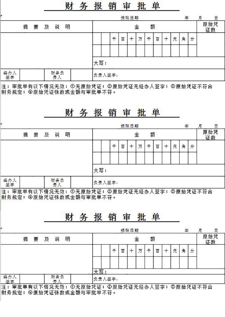 常用财务报销审批单Excel模板-1