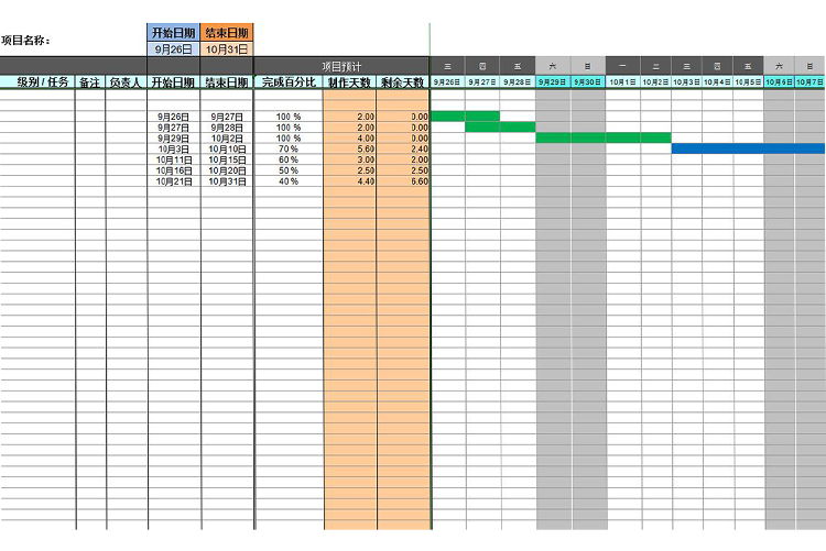 橙黄蓝绿风项目进度表甘特图模板-1