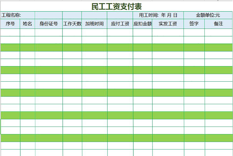 农民工工资表模板-1