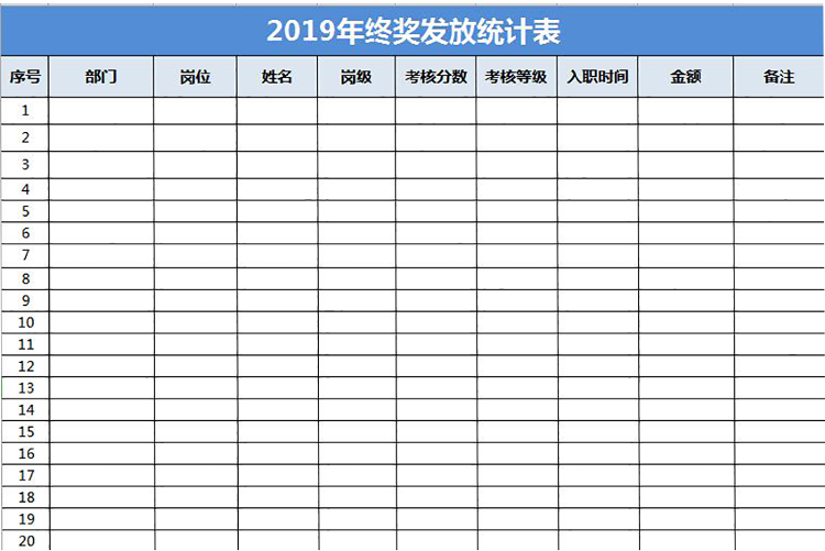 企业员工年终奖发放工资表模板-1