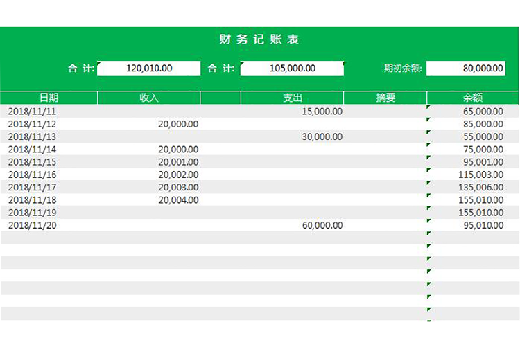 绿色小清新财务记账表-1