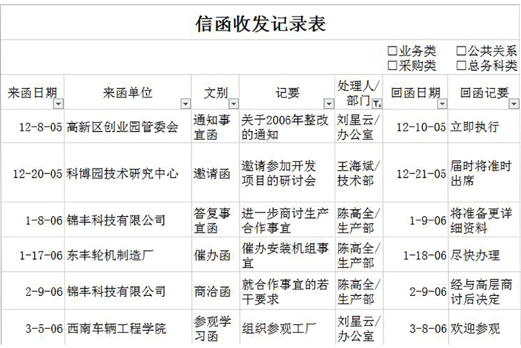 信函收发记录表-1