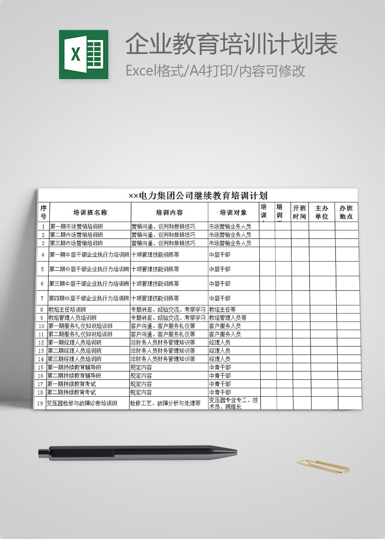 电力集团公司企业继续教育培训计划