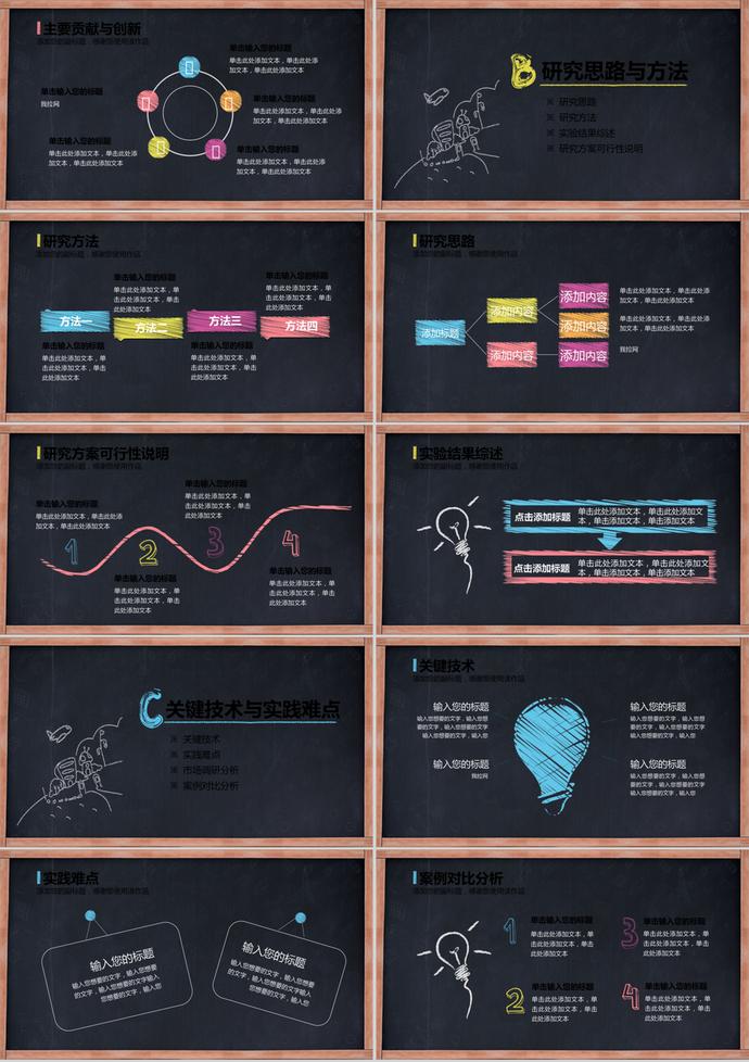 创意粉笔字论文答辩PPT模板-1