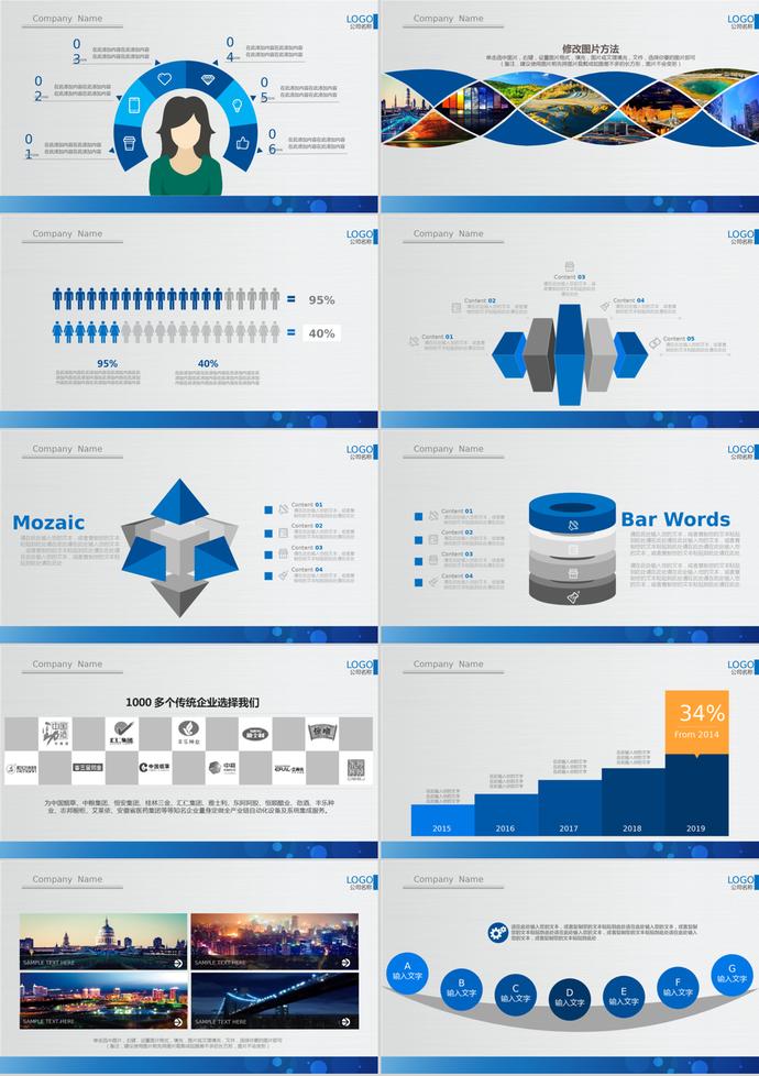 蓝色简约风格公司介绍PPT模板-1