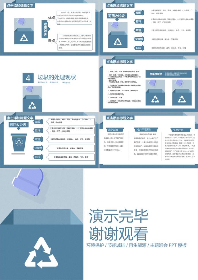 创意墨蓝简约风格垃圾分类培训课件PPT模板-2