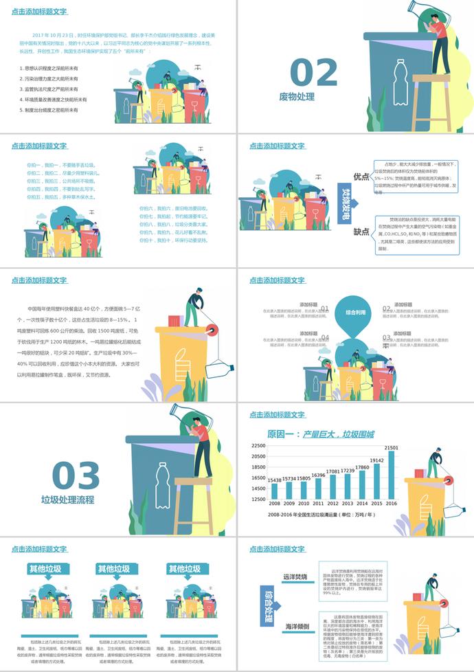 简洁创意卡通风格垃圾分类培训课件PPT模板-1