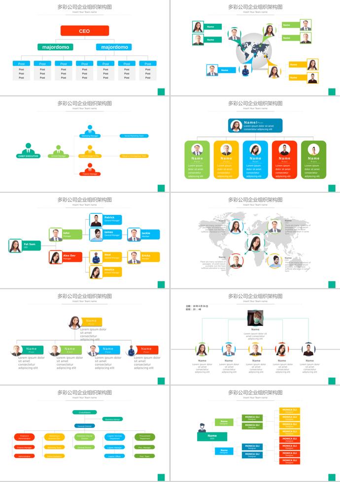 多彩公司企业组织架构图ppt模板-1
