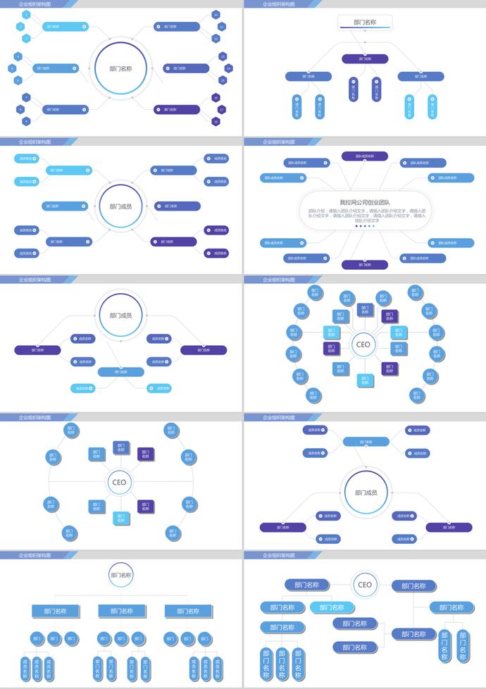 蓝色商务简约公司组织架构PPT模板-1