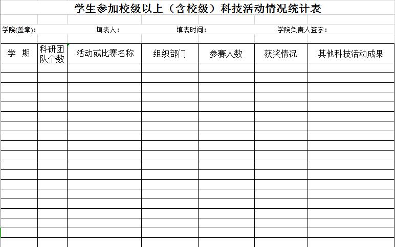 学生参加科技活动情况统计表