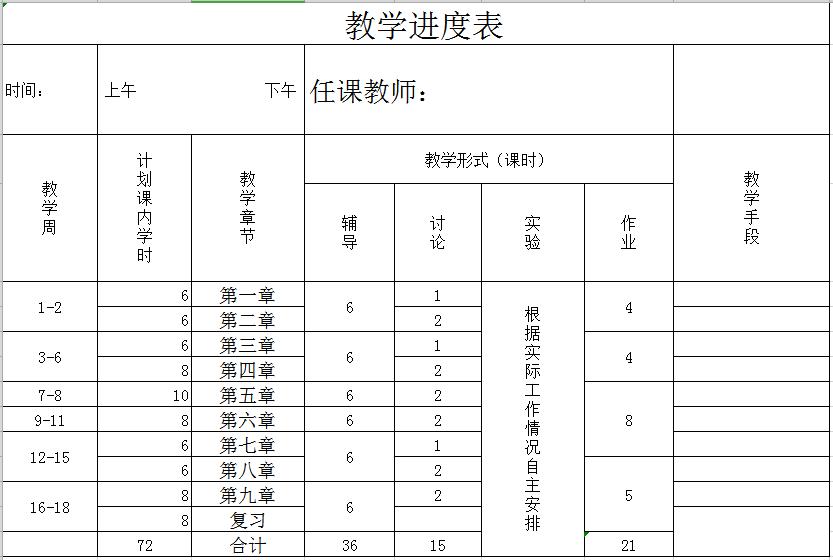 教学进度表