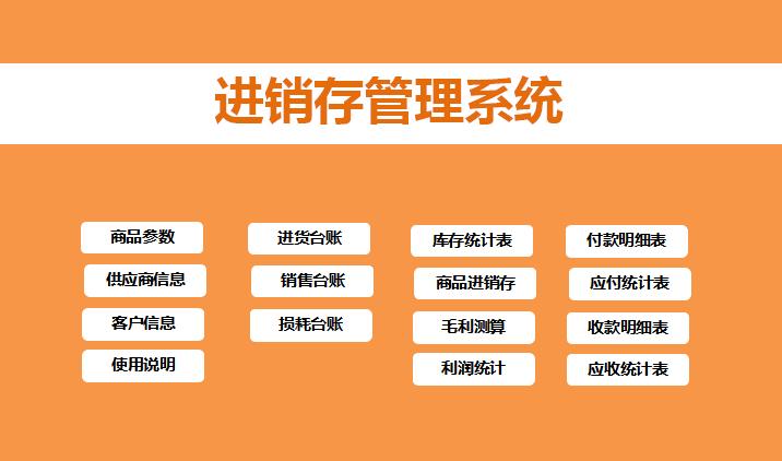橙色系进销存管理系统excel模板