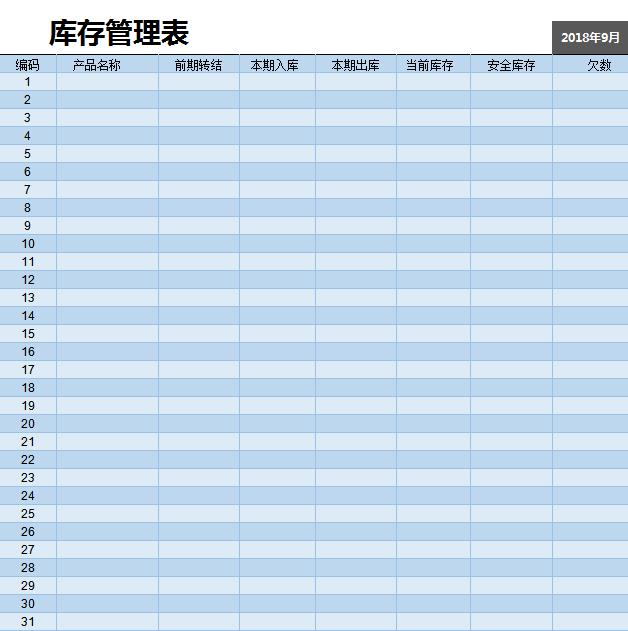 库存管理表格模板