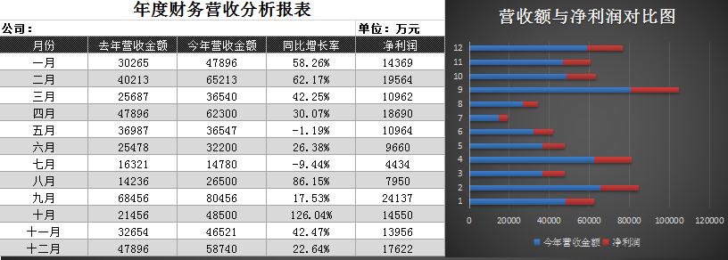 全年财务报表自动生成excel模板