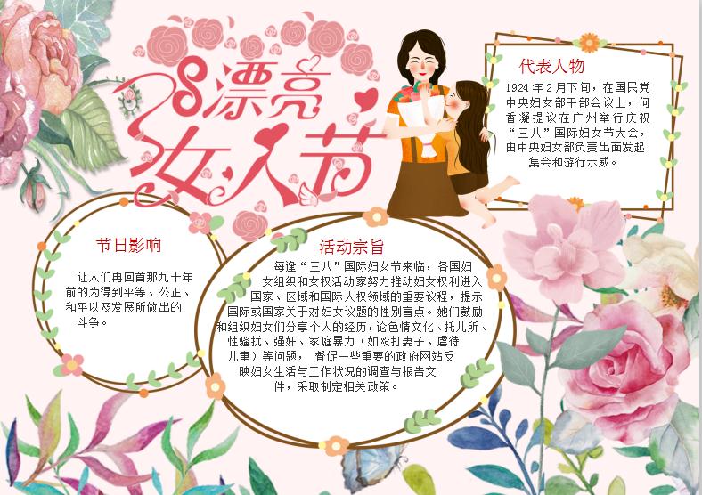 漂亮女人节手抄小报Word模板