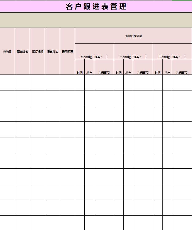 客户跟进表管理excel表格模板