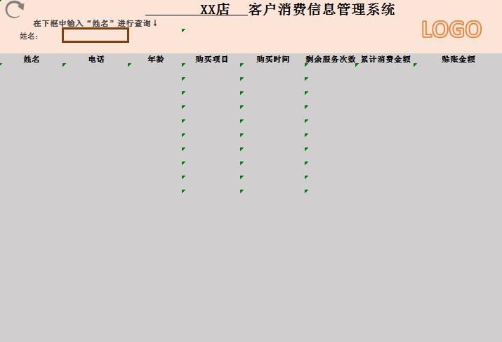 客户消费信息管理系统excel表格模板