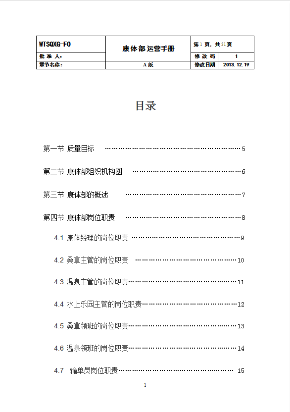 酒店康体部运营管理手册