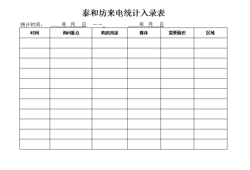 一周来电统计入录表Excel模板