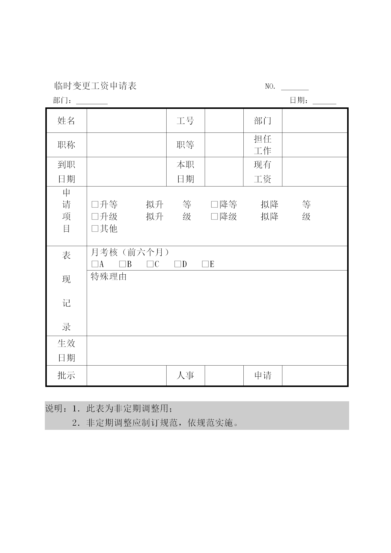 工厂员工相关人事制度表格word模板-1