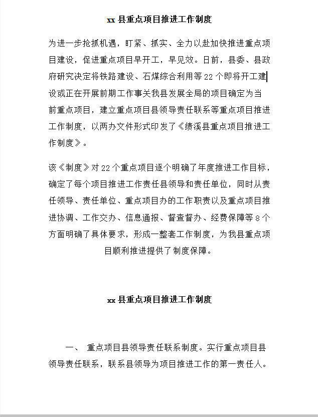 重点项目推进工作制度Word模板