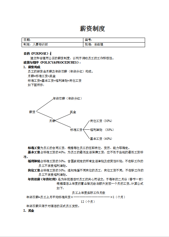 薪资制度word模板