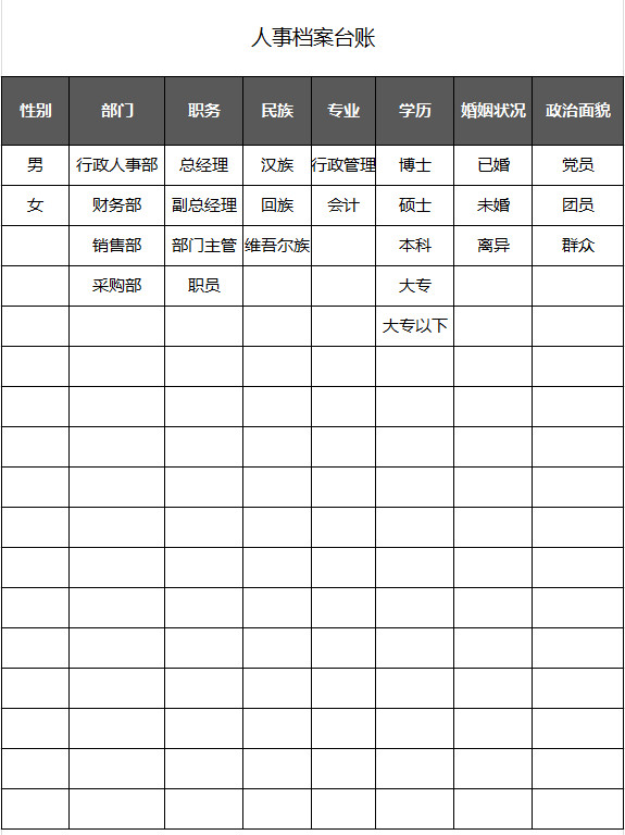 企业人事档案台账-1