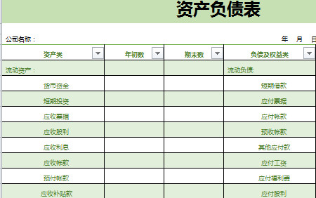 公司企业资产负债表-1