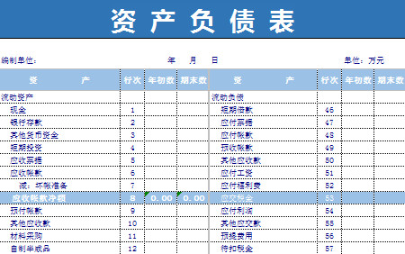 蓝色公司资产负债表-1