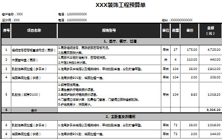 装饰工程预算清单-1