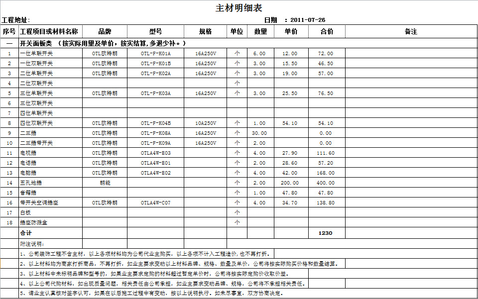 酒店装修预算表-1