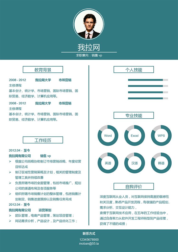 绿色系简洁风销售vp个人简历模板-1